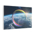 Surreal Dream Bubble Drifting Over Earth (Edition II) — Canvas Wall Art — Side Profile & Stretched Corner Detail