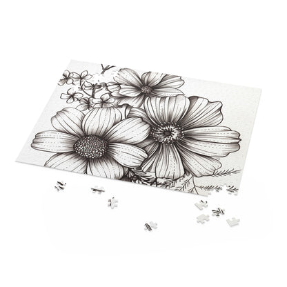 "Hand-drawn Floral Garden Jigsaw Puzzle for Relaxing Evenings at Home or Thoughtful Gifts"