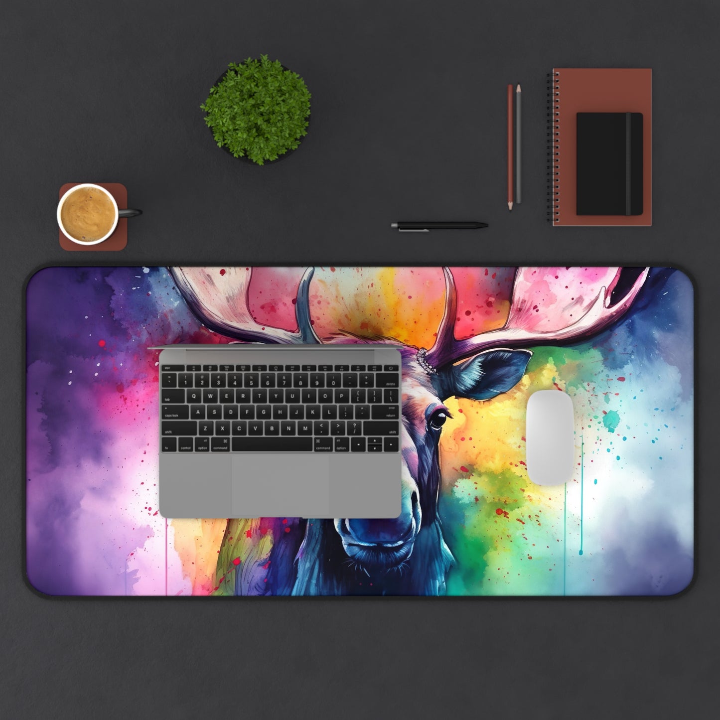 "Charming Majestic Moose Desk Mat - Protect your workspace with this whimsical nature-inspired mat"