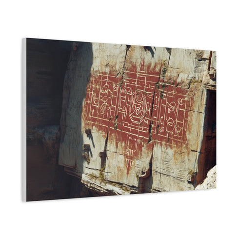 Canyon Walls with Ancient Digital Glyphs Stretched Canvas Wall Art