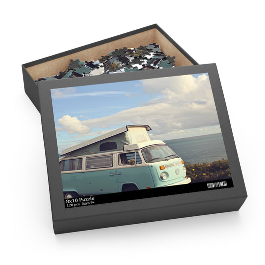 Blue Seaside Camper Van Puzzle | Puzzle | Back-to-School, Fall Picks, Games, Holiday Picks, Home & Living, Puzzles, TikTok, Valentine's Day, Valentine's Day Picks | Prints with Passion