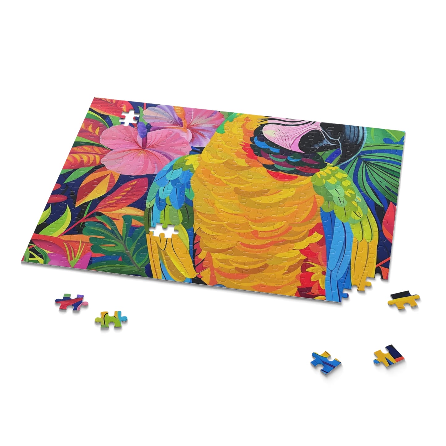 Colorful Tropical Parrot Jigsaw Puzzle - Vibrant bird in lush setting for bird lovers and puzzle fans, engaging and fun!