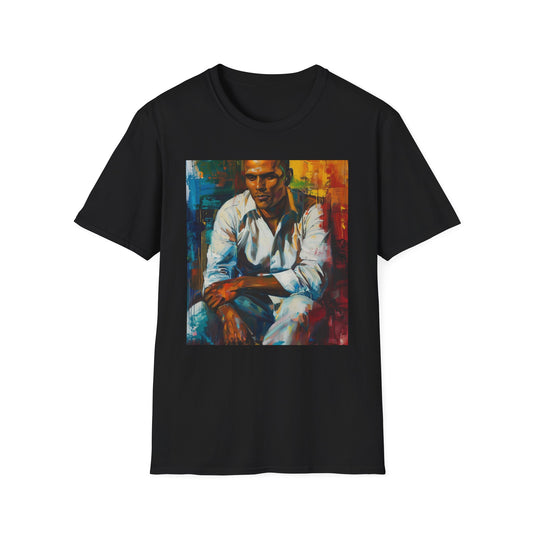 Calypso Soul: The Rhythmic Heartbeat of Harry Belafonte's Portrait | T-Shirt | Art, Caribbean, Culture, Harry Belafonte, Jamaican, Musician, Painting, Portrait, Singer, Songwriter | Prints with Passion