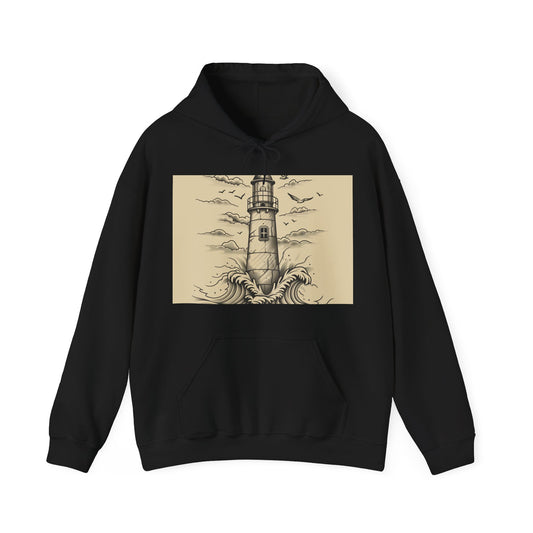 Beacon of Hope: A HandDrawn Coastal Odyssey Hoodie | Hoodies | DTG, Hoodies, Men's Clothing, Regular fit, Unisex, Women's Clothing | Prints with Passion