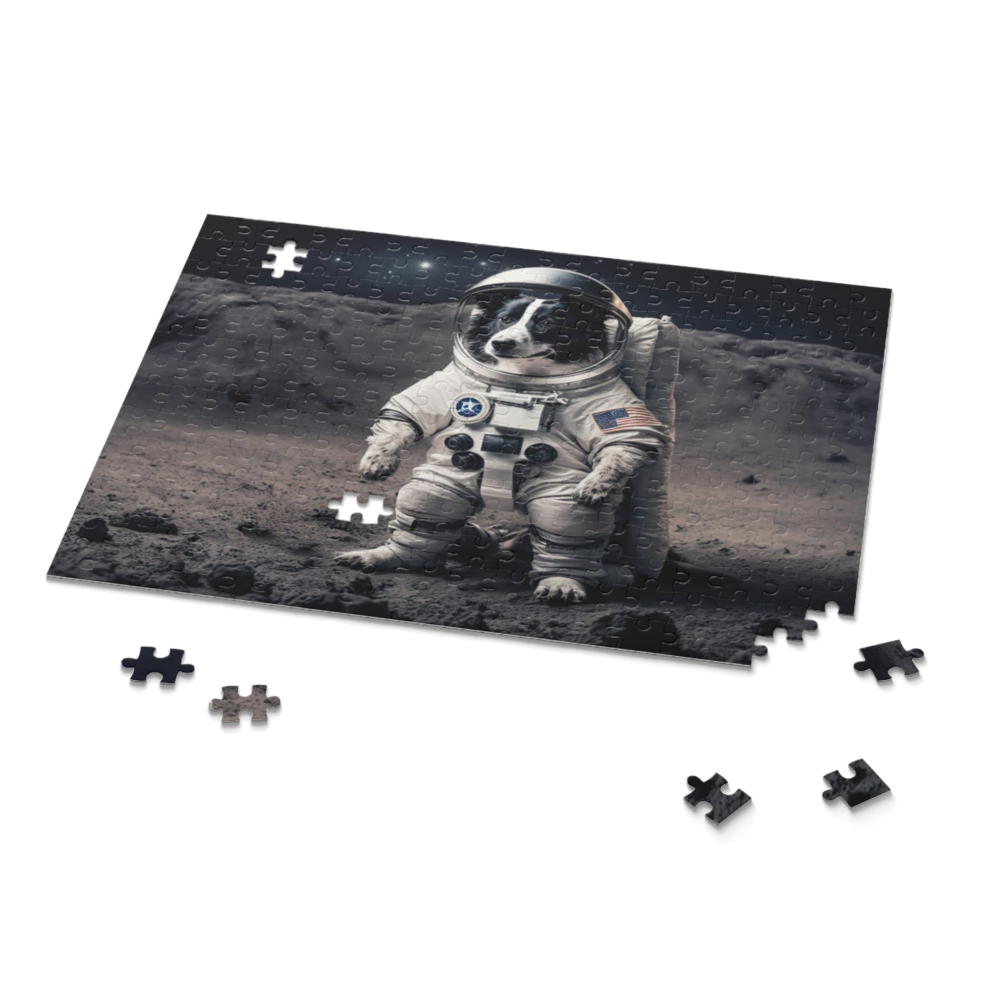 "Space Dog Jigsaw Puzzle - High-Quality Chipboard Pieces - Gift-Ready Box - 3 Sizes - Fun Family Activity"