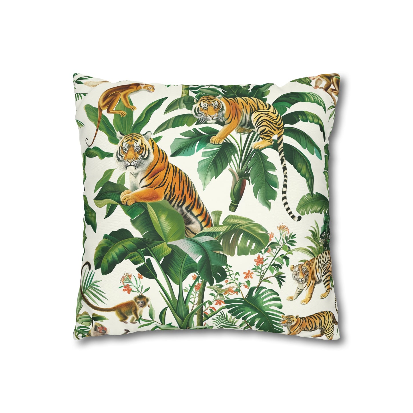 "Transform your bedroom with our Tiger Jungle Safari Pillowcase, featuring majestic tigers in lush green foliage. Sleep in style and comfort with this wild jungle-inspired design."