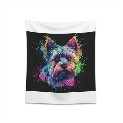 "Yorkie Love Tapestry: Spunky Terrier Design for Dog Lovers | High-Quality Gift Option"