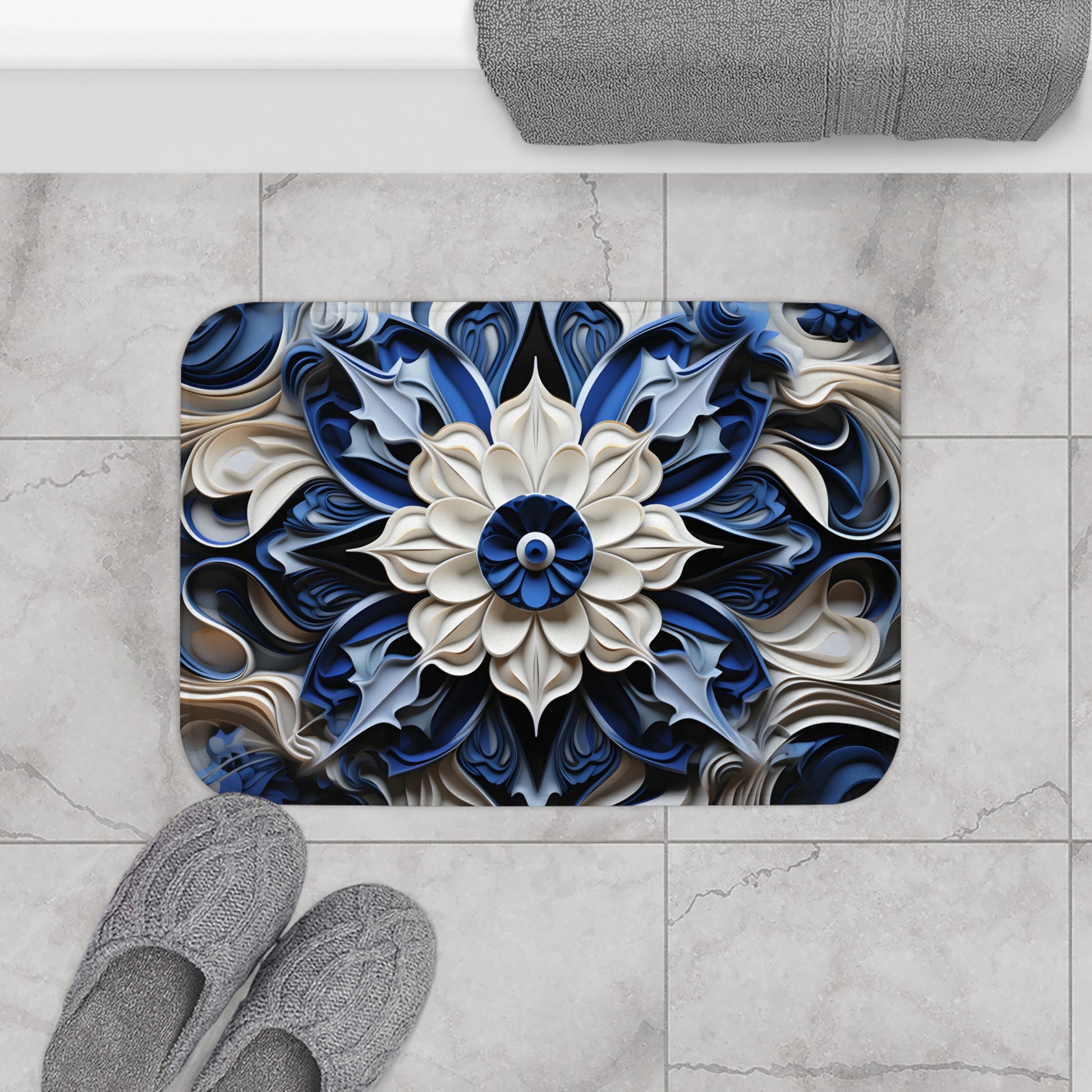 Blue Porcelain Tile Bath Mat | Bath Mats | Bath, Bathroom, Home & Living, Indoor, Sublimation | Prints with Passion