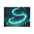 Aurora in Shape of Serpent Above Forest — Plush Fleece Throw Blanket — 300 GSM Plush Coral Fleece Texture Close-Up