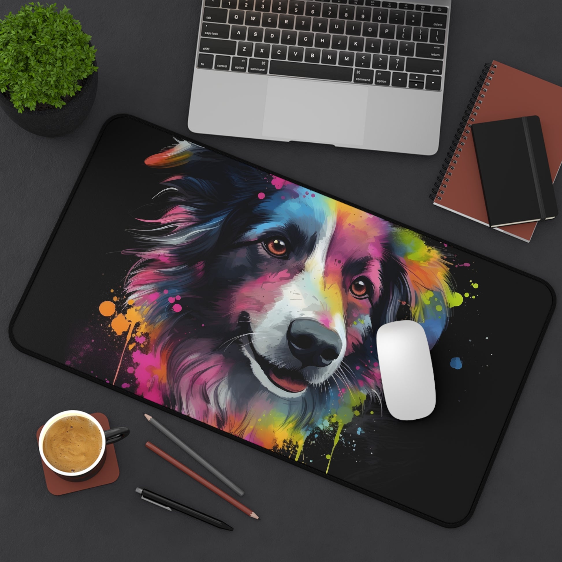 "Whimsical Cute Collie Desk Mat - Protects Desk with Personality"