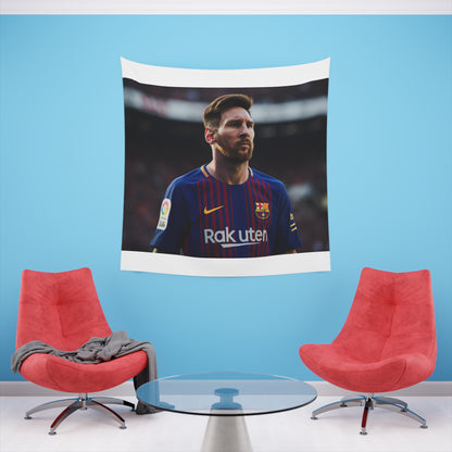 The Magician of Fútbol: A Lionel Messi Tapestry | Wall Tapestry | All Over Print, AOP, Decor, Halloween, Home & Living, Home Decor, Indoor, Spring Essentials, Sublimation, Tapestry | Prints with Passion