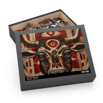 Intricate Tribal Animal Totem Jigsaw Puzzle for Ancient Wisdom and Spiritual Energy