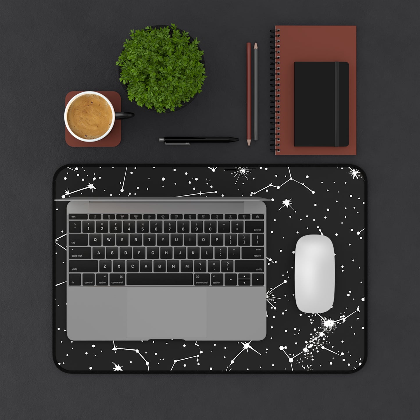 "Starry Night Desk Mat - Constellation Stars seamless pattern for celestial beauty on your workspace"