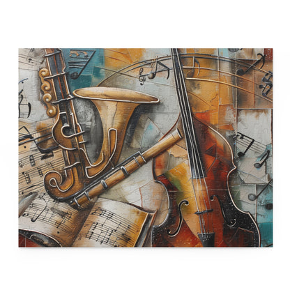 "Musical Harmony Jigsaw Puzzle - captivating music notes and instruments design for puzzle lovers"