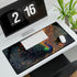 Ghost Peacock in Pixel Forest — XL & XXL Desk Mat — 3mm Non-Slip Natural Rubber Base Detail