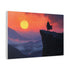 Lone Knight on a Cliff at Dawn — Canvas Wall Art — Side Profile & Stretched Corner Detail