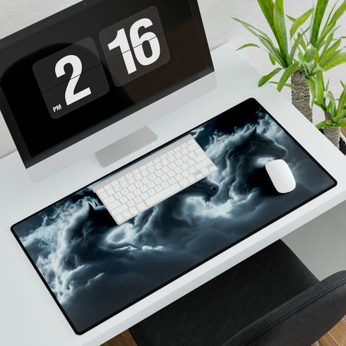 Storm Clouds Shaped Like Mythical Beasts — XL & XXL Desk Mat — 3mm Non-Slip Natural Rubber Base Detail
