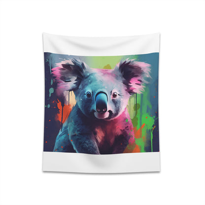 "Adorable Koala Cuddles Watercolor Tapestry - High-quality, stylish, and perfect for all seasons. Makes a great gift! Available in 34" x 40" and 57" x 57" sizes. Bring Australian charm to your home. Shop now!"