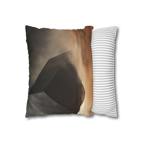 Tesseract Floating in Desert Storm Double-Sided Square Cushion Cover
