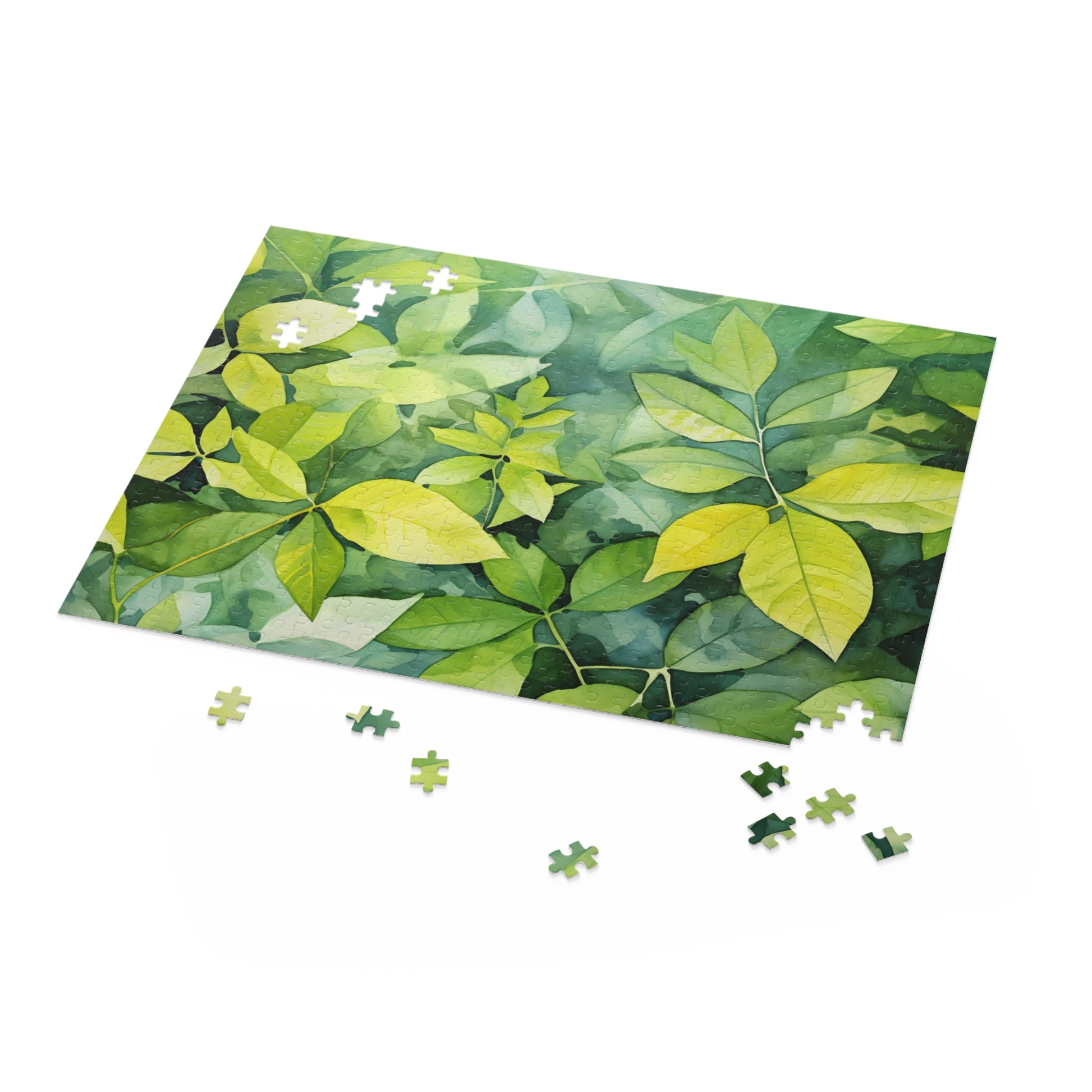 Summer Foliage Texture Jigsaw Puzzle - Relaxing indoor entertainment with vibrant watercolor foliage texture.