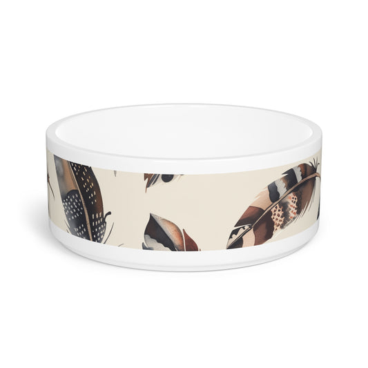 Boho Feathers Pet Bowl: Hipster Chic Oasis