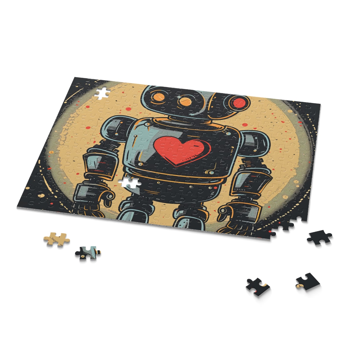 Vintage Robot Love Puzzle - Retro robot jigsaw with heart symbol, perfect for collectors and puzzle enthusiasts