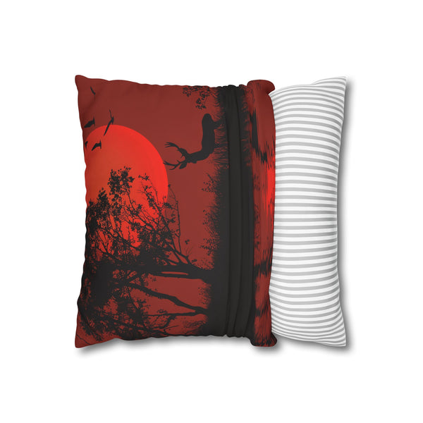 Nature Wildlife Silhouette Deer — Faux Suede Cushion Cover — Sofa & Living Room Lifestyle View