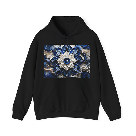 Blue Porcelain Tapestry Hoodie with Delicate Craftsmanship | Hoodies | DTG, Hoodies, Men's Clothing, Regular fit, Unisex, Women's Clothing | Prints with Passion