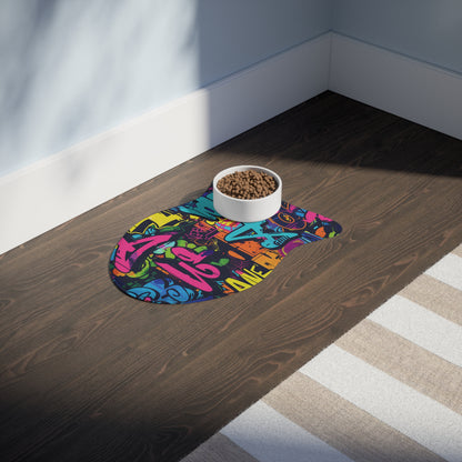 Neon Graffiti Pet Feeding Mat