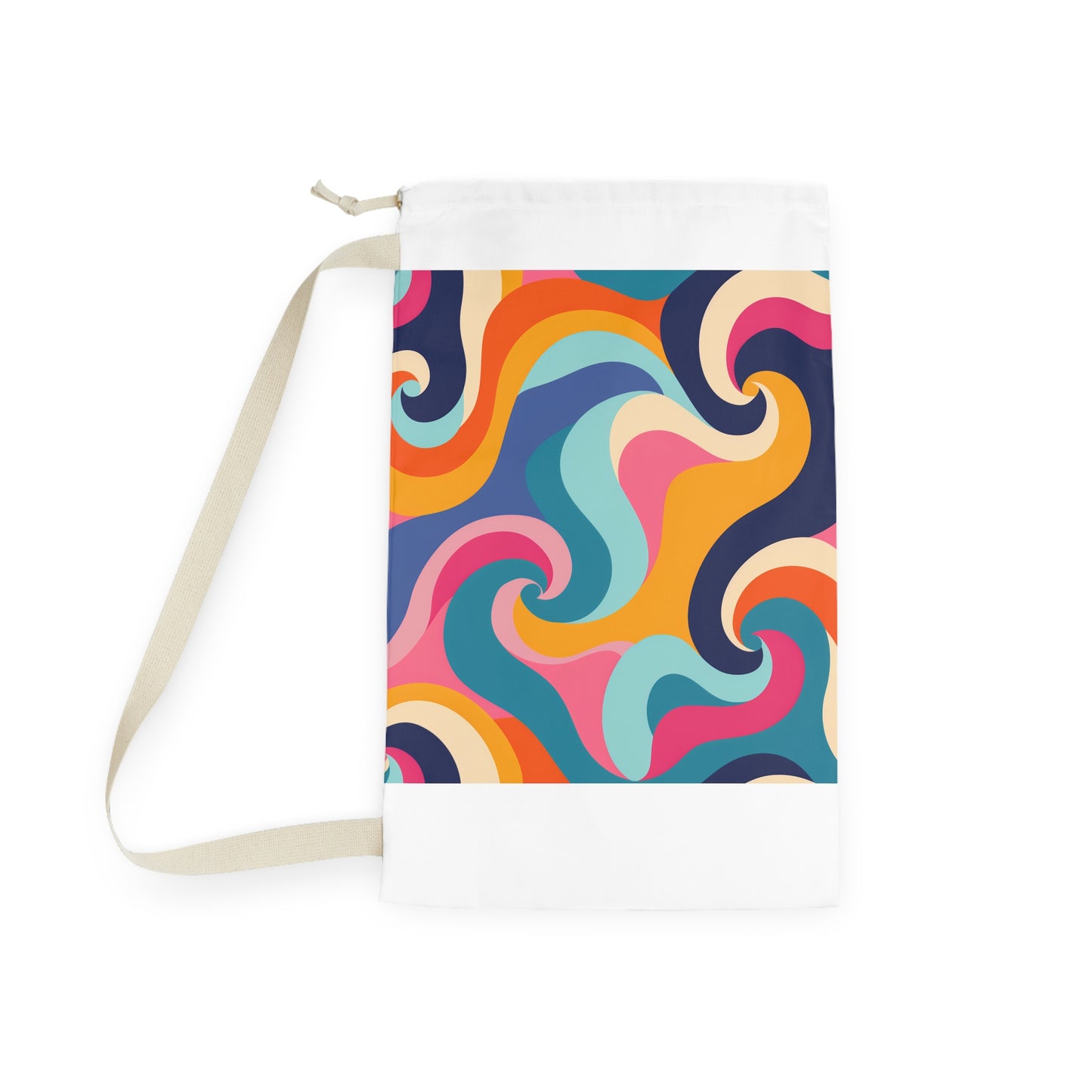 Colorful Retro Waves Laundry Bag - Stylish and Functional Laundry Room Essential