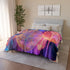 Dreamscape with Levitating Neon Leaves — Plush Fleece Throw Blanket — Product Detail View 12