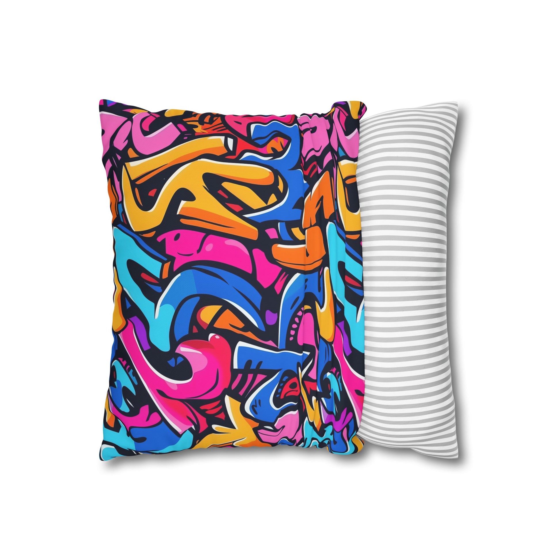 "Neon Urban Graffiti Pillowcase - Vibrant seamless pattern for edgy bedroom decor"