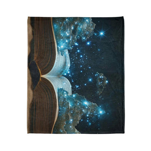 Book Pages Turning into Constellations Plush Fleece Throw Blanket