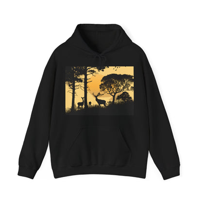 Whispering Pines: Embrace the Tranquility of the Forest in This Delicate Deer Silhouette Hoodie | Hoodies | DTG, Hoodies, Men's Clothing, Regular fit, Unisex, Women's Clothing | Prints with Passion