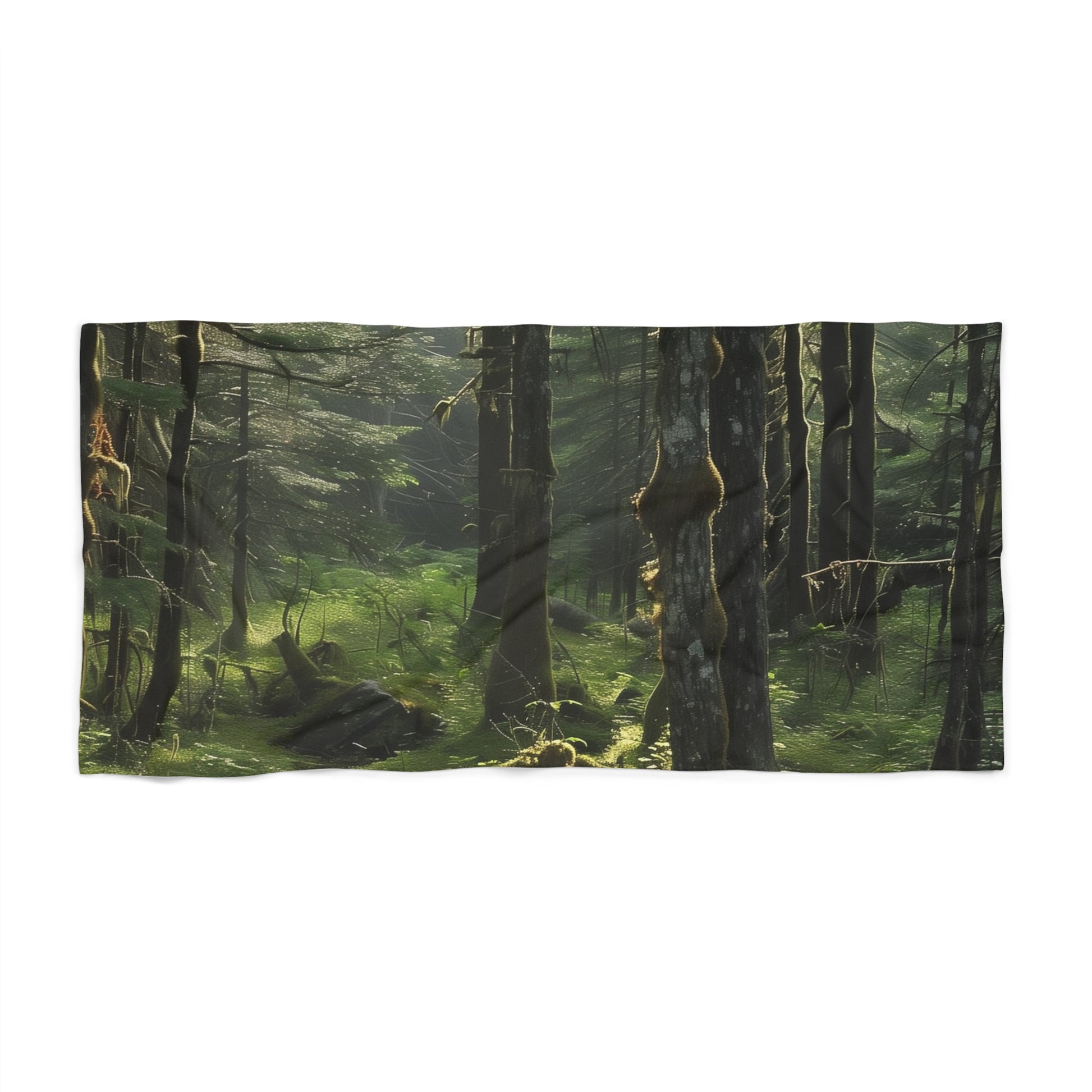 Wrap yourself in the serene beauty of Alaska woods with this beach towel. Its vibrant colors and soft material make it perfect for lounging by the ocean or pool.