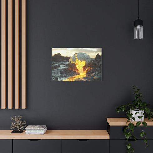 Crumbling Planet Leaking Golden Lava (Edition II) — Canvas Wall Art — Product Detail View 8