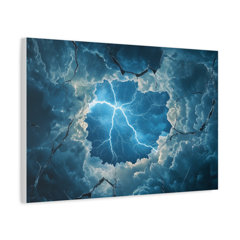 Sky Cracked Open by Thunder God — Canvas Wall Art — Side Profile & Stretched Corner Detail