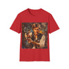 Galactic Smuggler Retro Graphic Unisex Softstyle T-Shirt in Red back view
