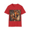 Galactic Smuggler Retro Graphic Unisex Softstyle T-Shirt in Red back view