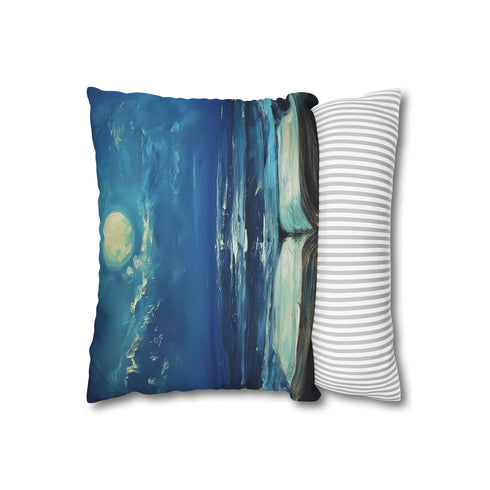 Moonlight Spilling from Open Book — 40×40 Cushion Cover — Sofa & Living Room Lifestyle View