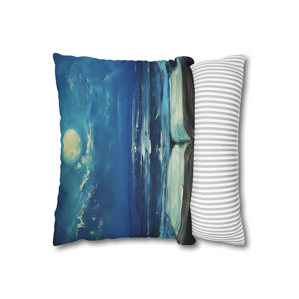 Moonlight Spilling from Open Book — 40×40 Cushion Cover — Sofa & Living Room Lifestyle View