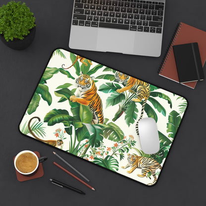 "Tiger Jungle Safari Desk Mat - Add wild jungle vibes to your workspace with majestic tiger pattern design"