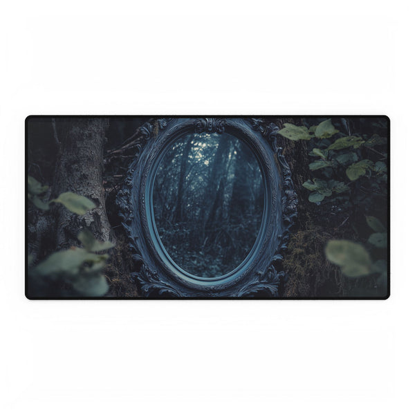 Enchanted Mirror in Haunted Forest — XL & XXL Desk Mat — Full Top-Down Artwork View