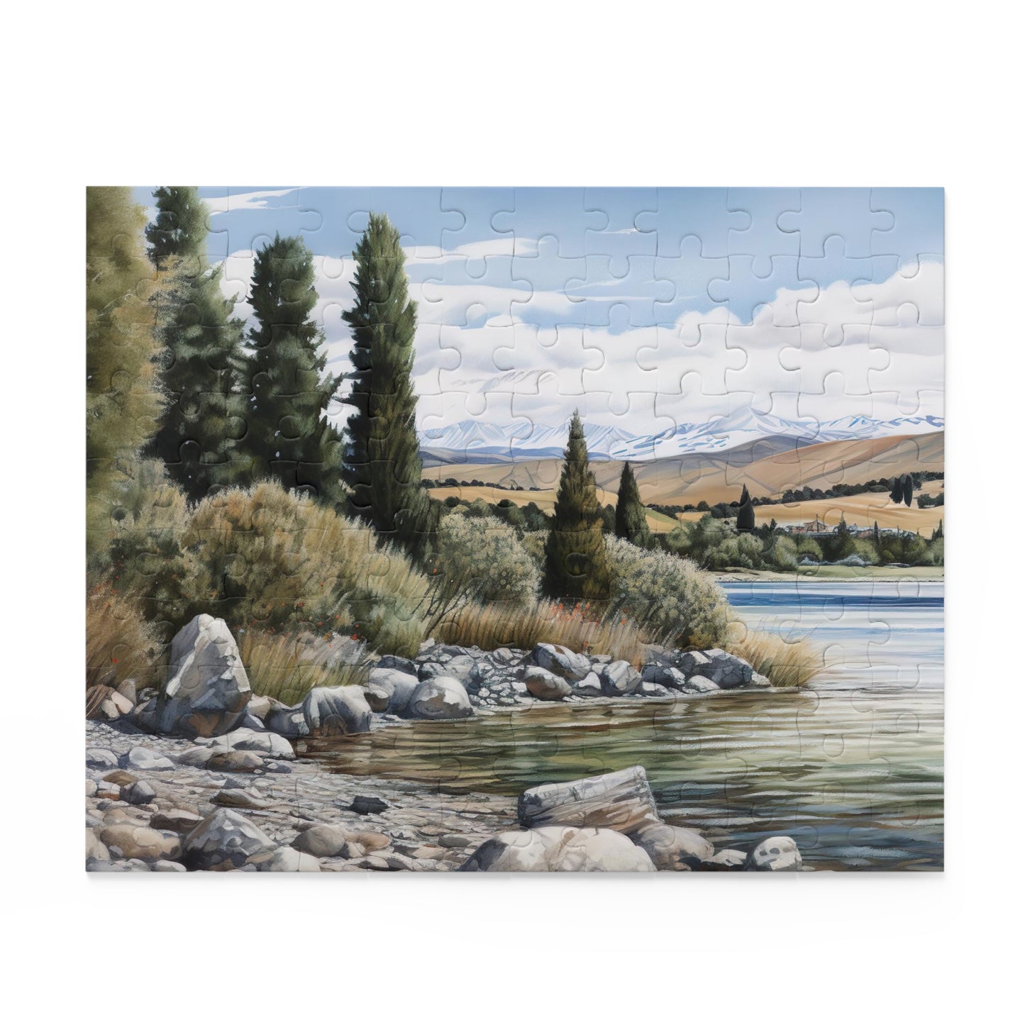 "New Zealand Lake Jigsaw Puzzle - Serene lake, lush forests, and majestic mountains in stunning puzzle"