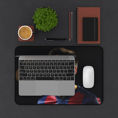 "Lionel Messi Soccer Desk Mat - Stylish and functional workspace accessory inspired by the legendary footballer"