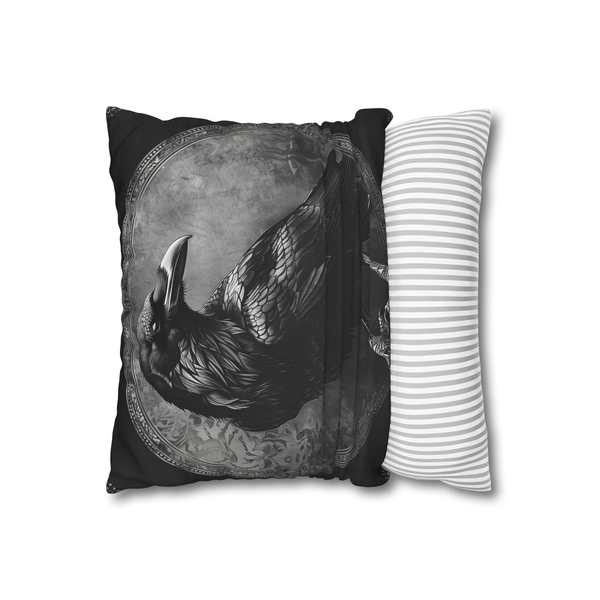 "Raven's Shadow Pillowcase - Hauntingly beautiful design for gothic allure, high-quality material, perfect for all seasons. Makes a great gift!"