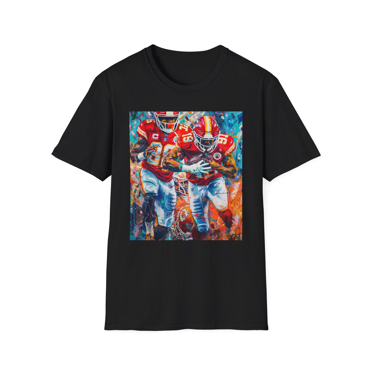 Gridiron Glory: The Triumphant Spirit of the Chiefs' Victory | T-Shirt | Championship, Chiefs, Fan Gear, Football, Game Day, Kansas City, NFL, Painting, Sports Art, Super Bowl | Prints with Passion