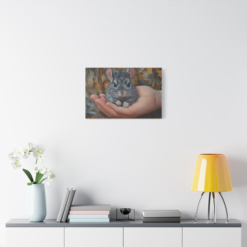 Chinchilla Cute Watercolor — Canvas Wall Art — Kiln-Dried Pine Frame & Ready-to-Hang Back View