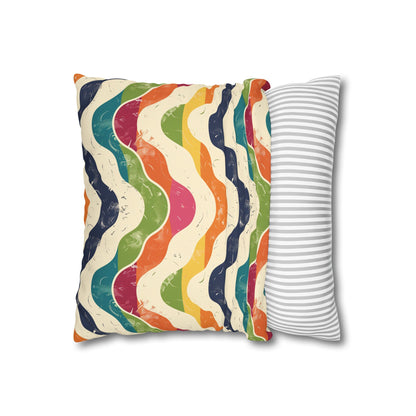 "Vibrant Retro Waves Pillow Case - Add bold flair to your bedroom decor with this seamless pattern pillowcase"