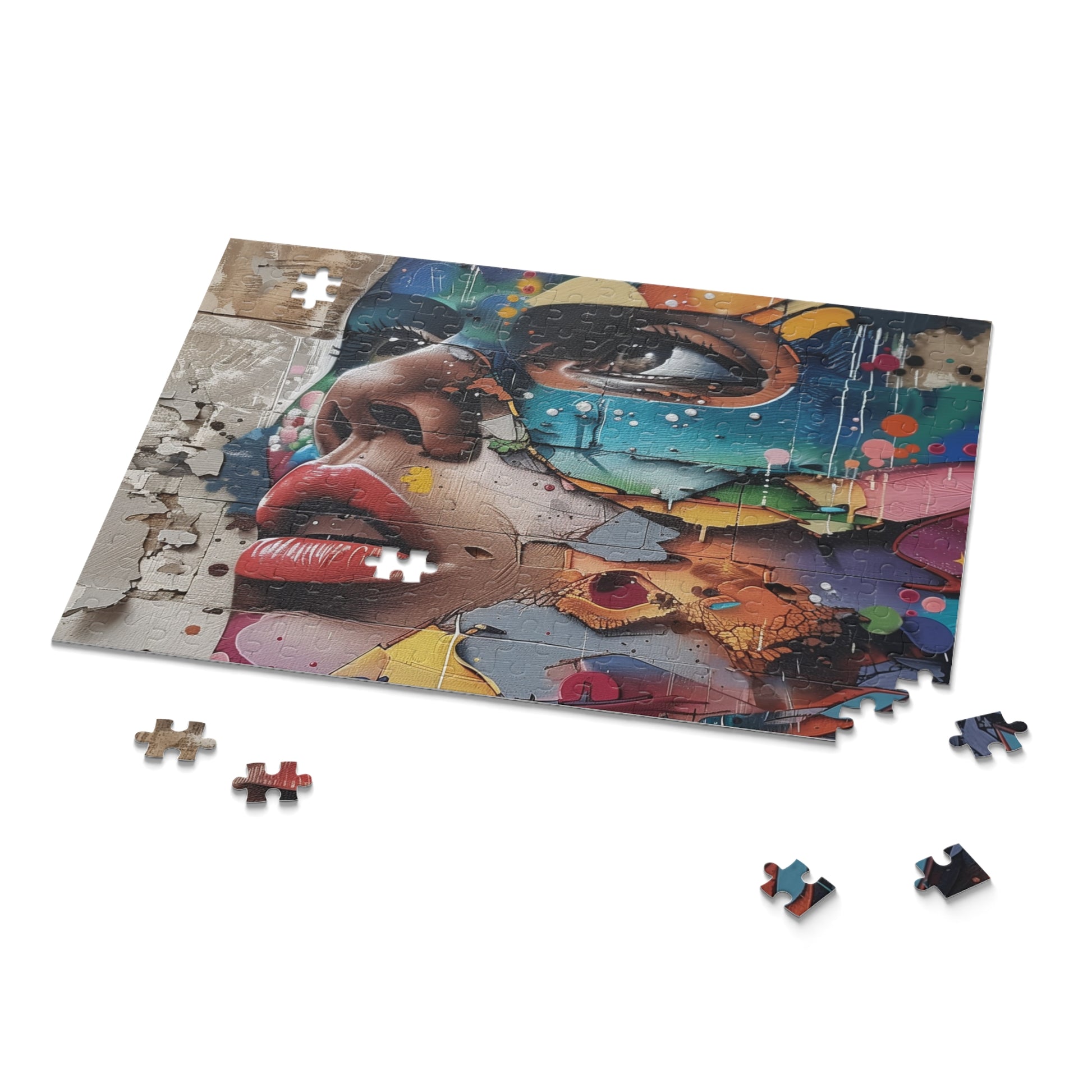 "Urban Art Jigsaw Puzzle - Piece together vibrant graffiti street art with bold colors and intricate designs for immersive fun"